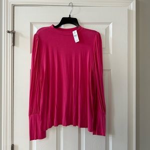 Loft - Barbie Pink - High Neck Stretch Top - Size L